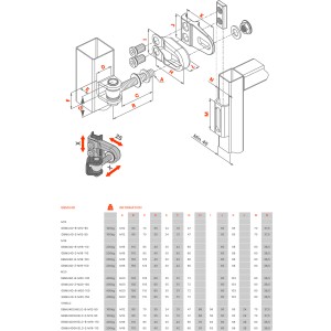 Gond industriel M16 110mm | réglage 4D | zinguée (vendu en unite)