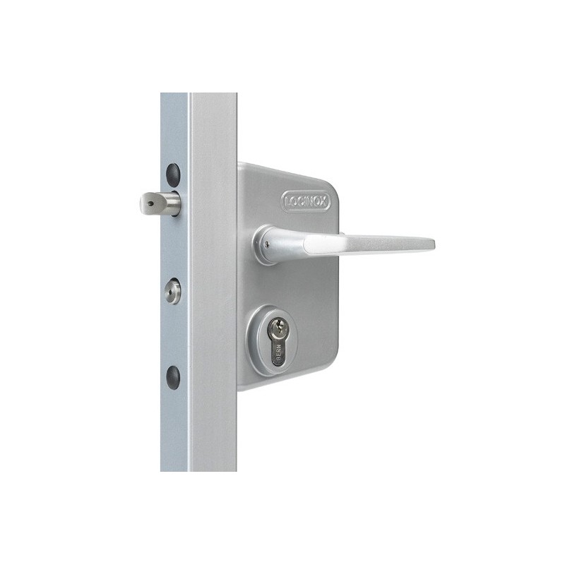 Serrure type industriel de haute qualité pour profils carrés de 40 à 60 mm avec 3006M - Paire de poignées en aluminium - cou