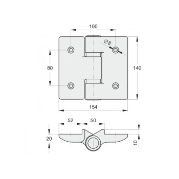 Paumelle à visser de 140mm sur roulements pour système portail pliant