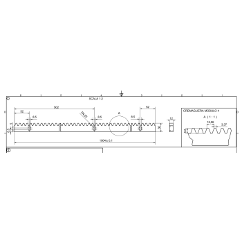 Crémaillère acier 30x12 - 1m - percée - 3 trous - Entretoises à souder incluses
