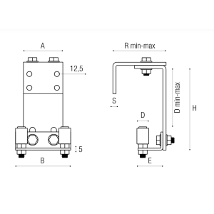 Plaque de guidage déportée - 2 olives réglage 130 170 mm