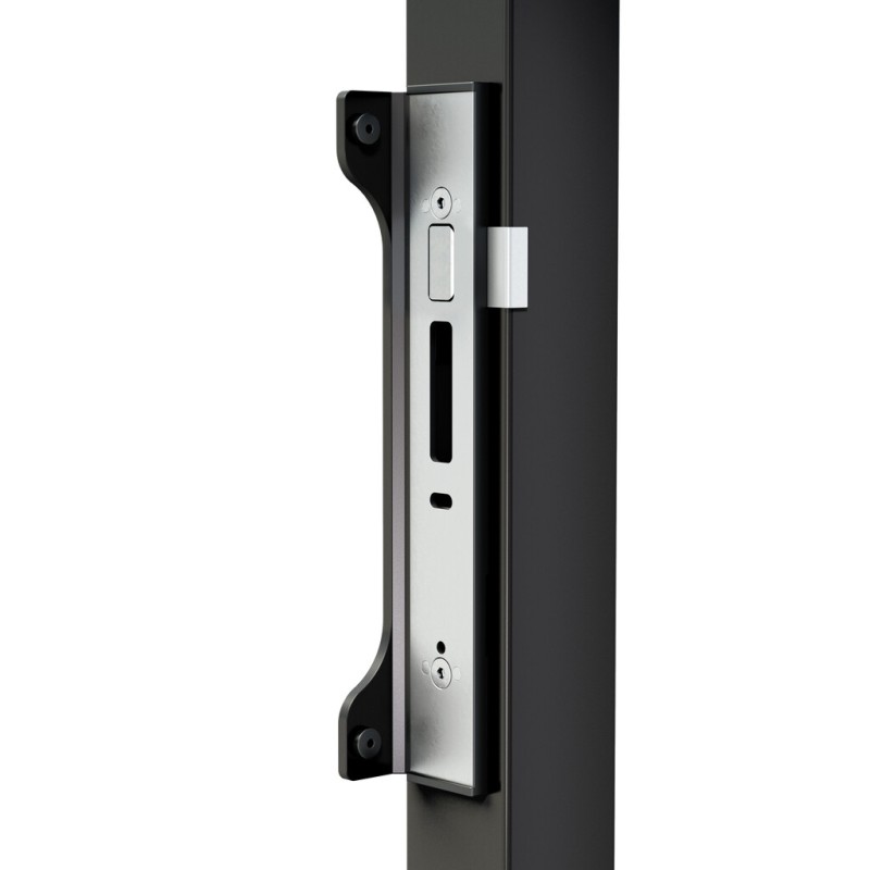 Gâche électrique plate Locinox UNILEC-C avec butée réglable, finition aluminium brut, pour serrure à encastrer, 24V DC